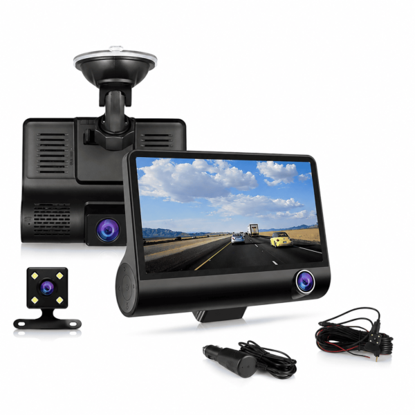 Dashcam Voiture Triple Objectif 1080P HD avec G-Sensor - DVR